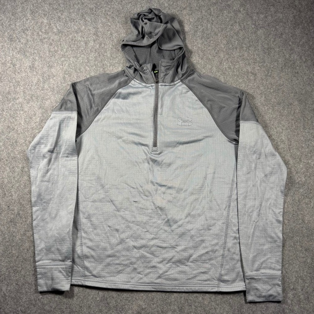 Under Armour Mens Allseasongear 1/4 Zip Hoodie Grey Colorblock Large Activewear